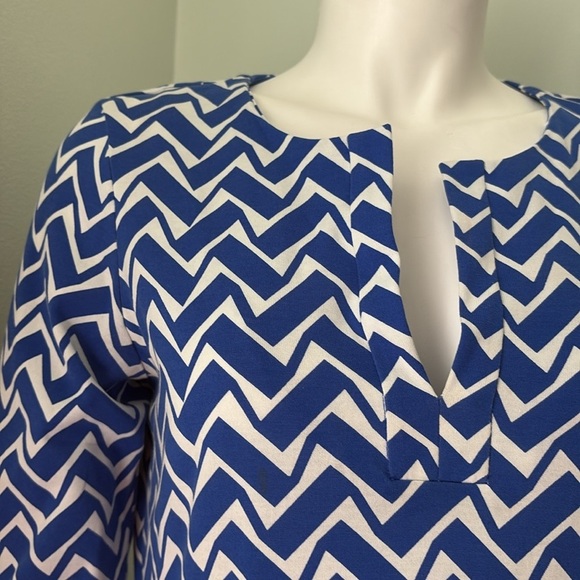 Diane von Furstenberg DVF Reina Blue White Zig Zag Geometric Mini Dress Size 8 - Picture 4 of 9